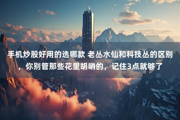 手机炒股好用的选哪款 老丛水仙和科技丛的区别，你别管那些花里胡哨的，记住3点就够了